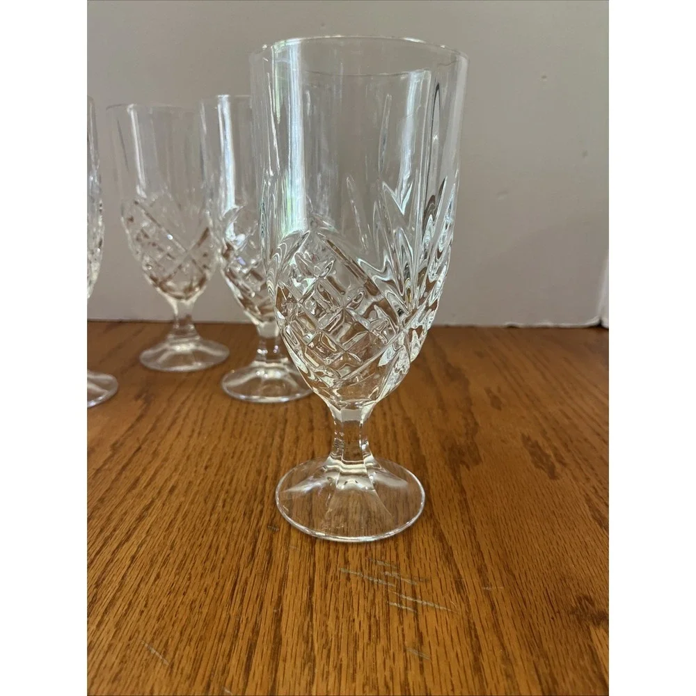 4 Godinger Dublin‎ Shannon Crystal Footed Ice Tea/ Water Goblet Stemware EUC